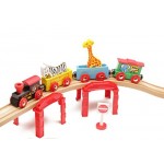 Trenulet din lemn ZOO cu girafa zebra si elefant Maxim-50821 Rail Road